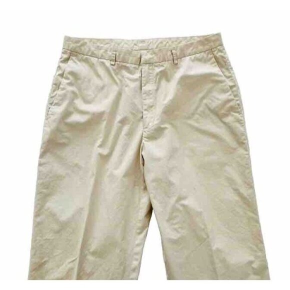 Banana Republic Women's Sz 12 Tan Pleated Cropped Ankle Pants 100% Cotton - Picture 4 of 7